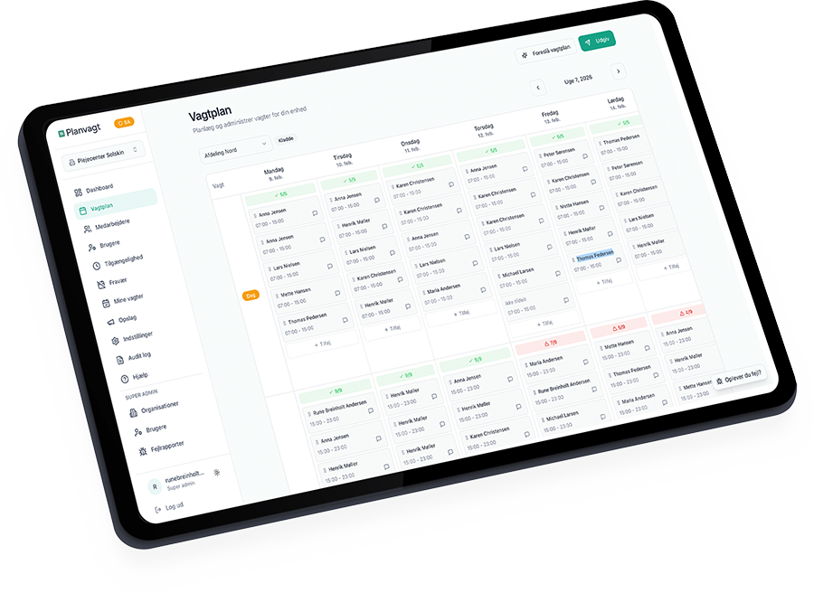 Vagtplanlægning system